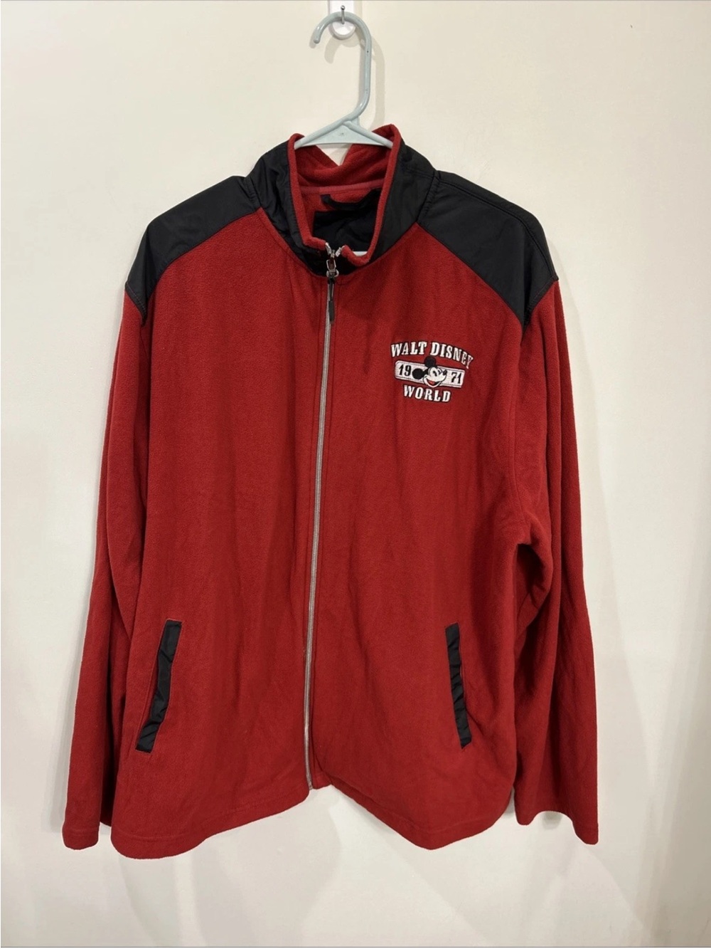 Disney Red and Black Full-Zip Fleece Jacket XL
